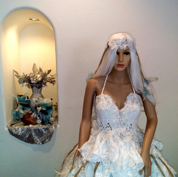 SAMPLE GOWN ONLY-CHEROKEE Turquoise/White Boho Boho Gown Set - Picture 13 of 13